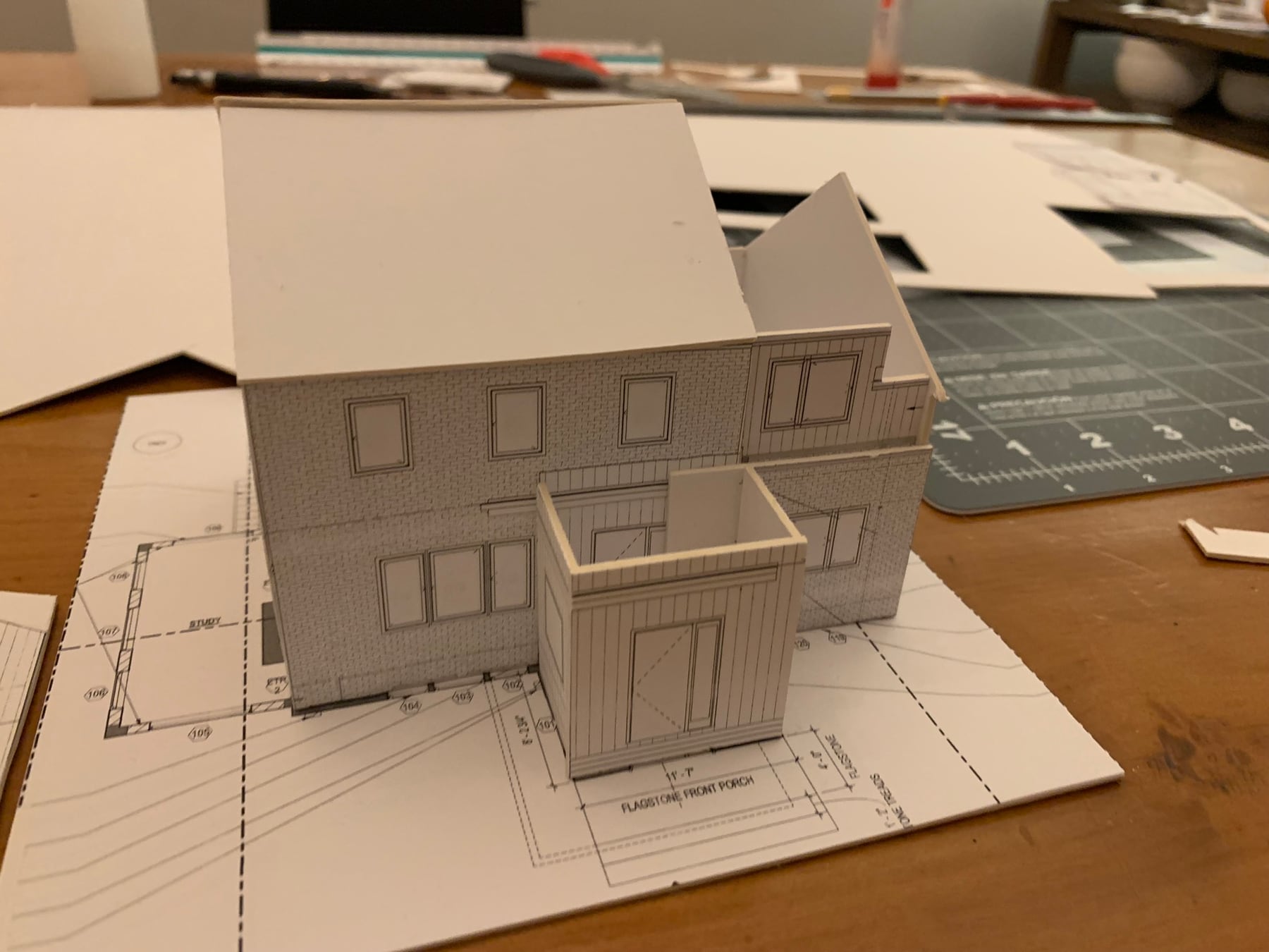 Residential study model on studio drawings